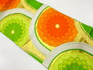 アンティーク　青海波に菊模様織り出し袋帯（材料）